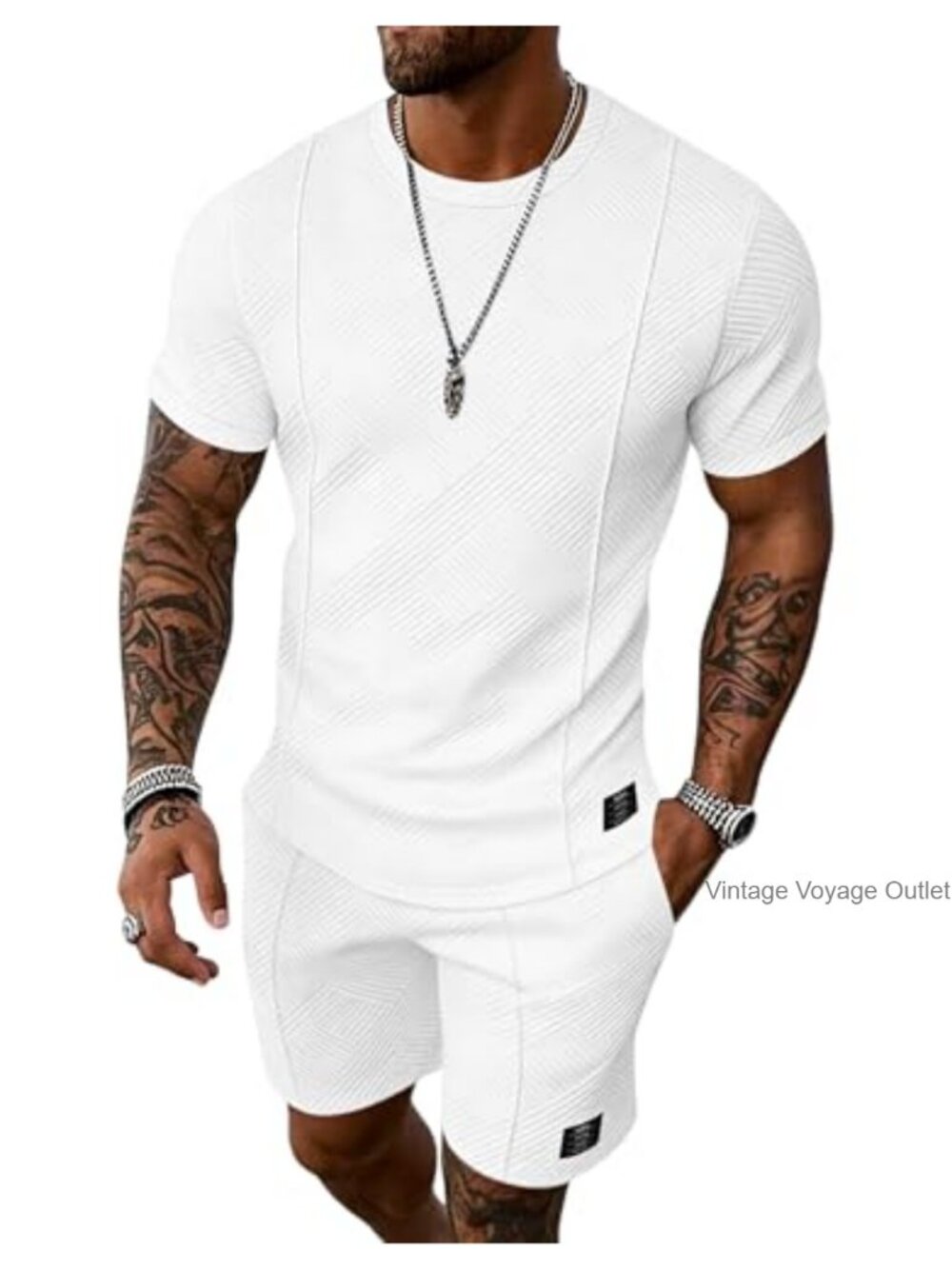 Men's 2 Piece Shorts Set Casual Vacation Athletic Track Suit Polyester Blend